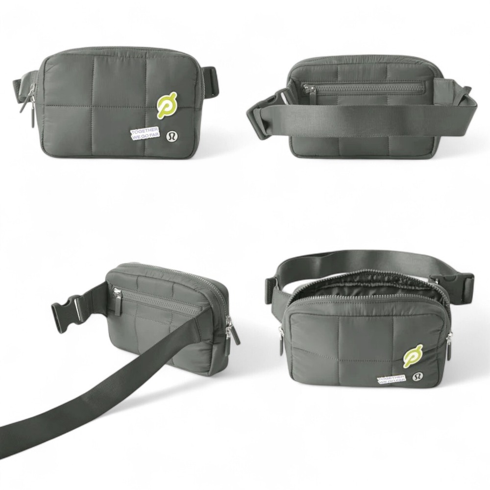 Lululemon x Peloton Quilted Grid Belt Bag 1.5L Green‎ Zip Removeable Pins NEW